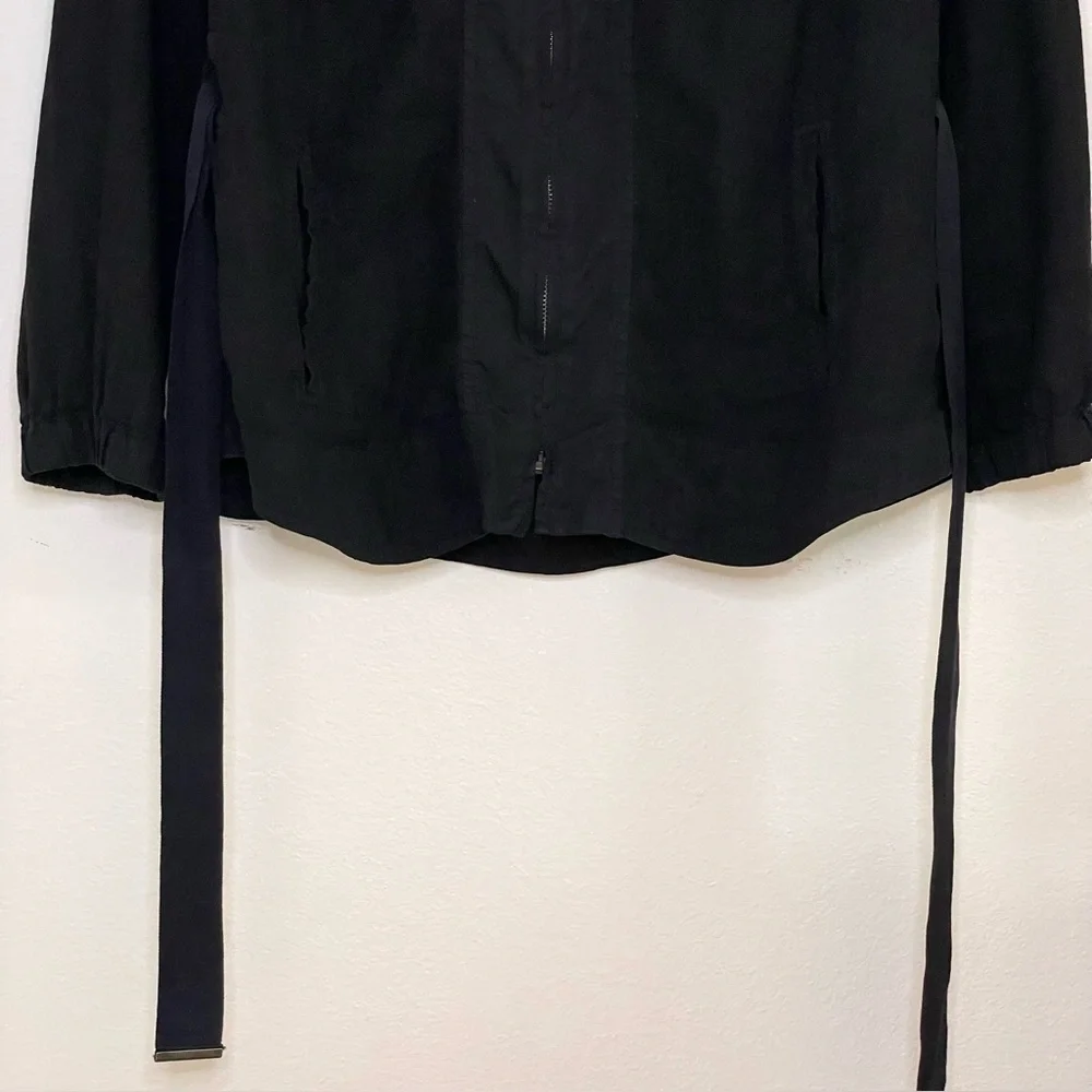 Isabel Marant Etoile Linen Blend Utility Jacket Zip Front Belted Black 6 Medium - Picture 6 of 13